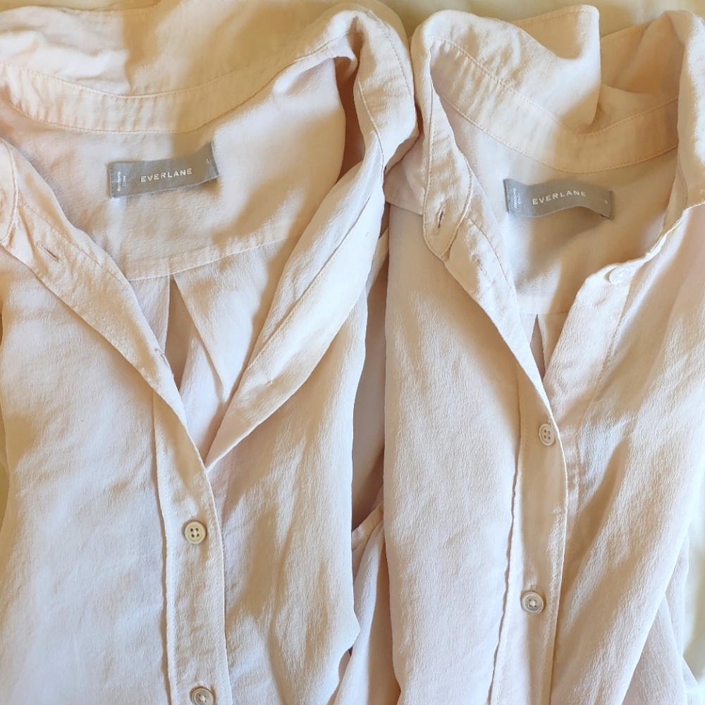 Everlane clean silk relaxed sleeveless shirts bundle size 8 in pale pink